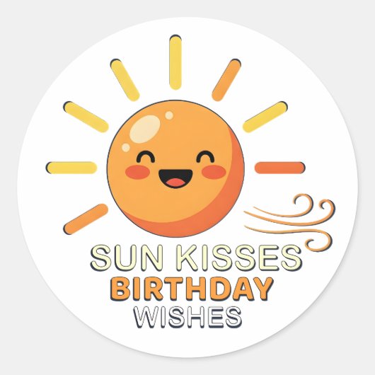 Cute Smiling Sun Birthday Stickers - Sun Kisses Wi (Vorderseite)