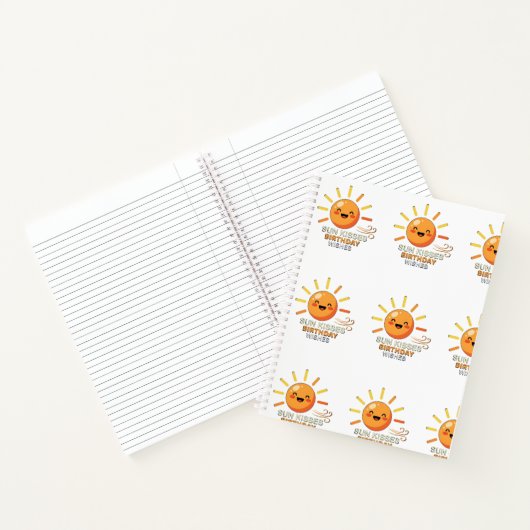 Cute Smiling Sun Birthday Wishes Lined Spiral Note Notizblock (Innenseite)