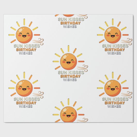 Cute Smiling Sun Birthday Wishes Wrapping Paper Geschenkpapier (Flach)