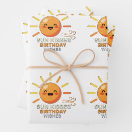 Cute Smiling Sun Birthday Wishes Wrapping Paper Geschenkpapier Set