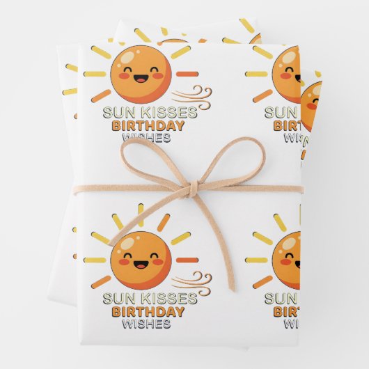 Cute Smiling Sun Birthday Wishes Wrapping Paper  Geschenkpapier Set (Beispiel)
