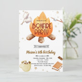 Cute Smores bonfire Birthday invitation Einladung (Stehend Vorderseite)