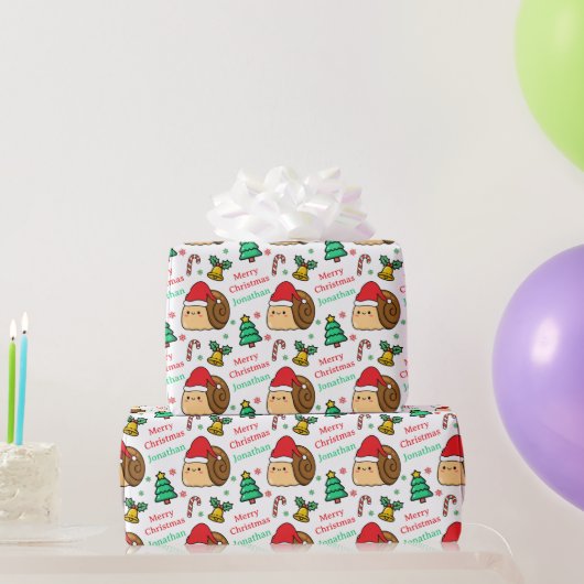 Cute Snail Christmas Tree Holidays Geschenkpapier (Partygeschenke)