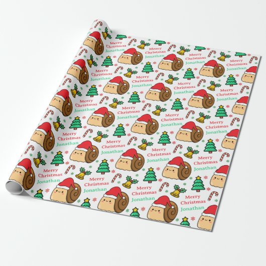 Cute Snail Christmas Tree Holidays Geschenkpapier (Ungerollt)