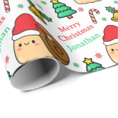 Cute Snail Christmas Tree Holidays Geschenkpapier (Rolleneckpunkt)