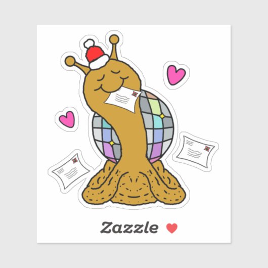 Cute Snail Disco Mail Christmas Vinyl Sticker (Blatt)