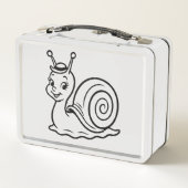 Cute Snail Wearing Hat Funny Retro Metall Brotdose (Rückseite)