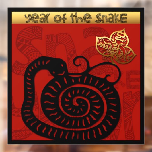 Cute Snake Chinesisch Neujahr Zodiac Birthday SqWC Fensteraufkleber (Blatt 2)