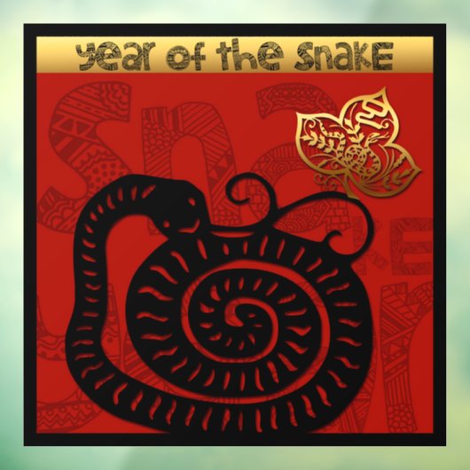 Cute Snake Chinesisch Neujahr Zodiac Birthday SqWC Fensteraufkleber (Blatt 3)
