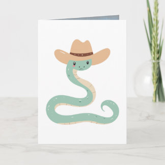 Cute Snake Wearing Hat Feiertagskarte