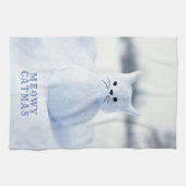 Cute Snow Cat Meowy Catmas Christmas Kitchen Towel Geschirrtuch (Horizontal)