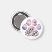 Cute Snow Leopard Paw Mountain Design Magnet (Vorderseite/Rückseite)