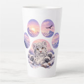 Cute Snow Leopard Paw Mountain Design Milchtasse (Vorderseite)