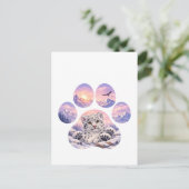 Cute Snow Leopard Paw Mountain Design Postkarte (Stehend Vorderseite)