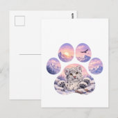 Cute Snow Leopard Paw Mountain Design Postkarte (Vorne/Hinten)