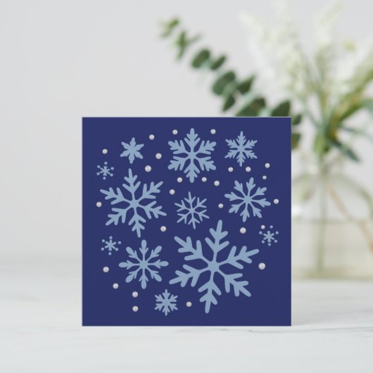 Cute Snowflake Christmas Winter Holiday Cozy Xmas  Einladung (Stehend Vorderseite)