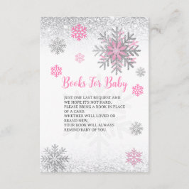 Cute Snowflake Pink & Silver Baby's Book Request  Begleitkarte