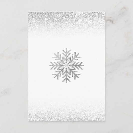 Cute Snowflake Pink & Silver Baby's Book Request Begleitkarte (Rückseite)