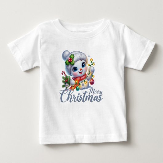 Cute Snowgirl Merry Christmas Lights Tee (Vorderseite)