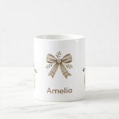 Cute Snowman Bow Drawing Name Christmas Kaffeetasse (Mittel)