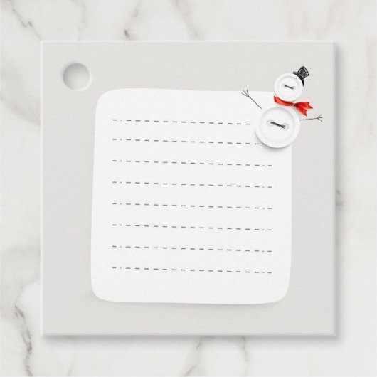Cute Snowman Button Design Christmas Square Gift Geschenkanhänger (Vorderseite)