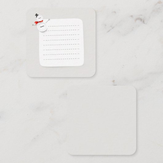 Cute Snowman Button Design Holiday Enclosure Card Begleitkarte (Vorne/Hinten)