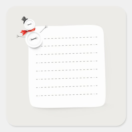 Cute Snowman Button Design Holiday Note Sticker (Vorderseite)