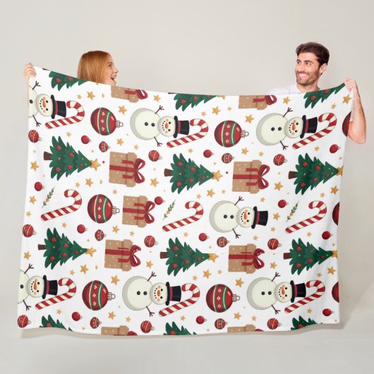Cute Snowman & Candy Cane Christmas Throw Blanket Fleecedecke (Beispiel)