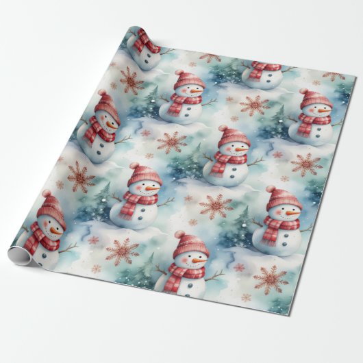 Cute Snowman Christmas Geschenkpapier (Ungerollt)