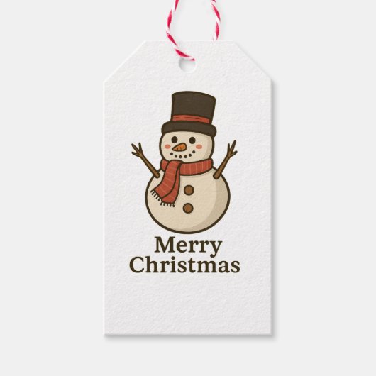 Cute Snowman Christmas Gift Tag - Front & Design Geschenkanhänger (Vorderseite)