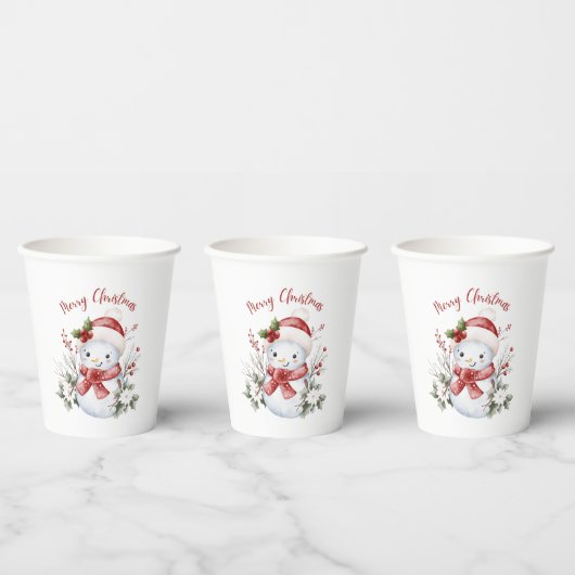 Cute Snowman Christmas Paper cup Pappbecher (Multi)