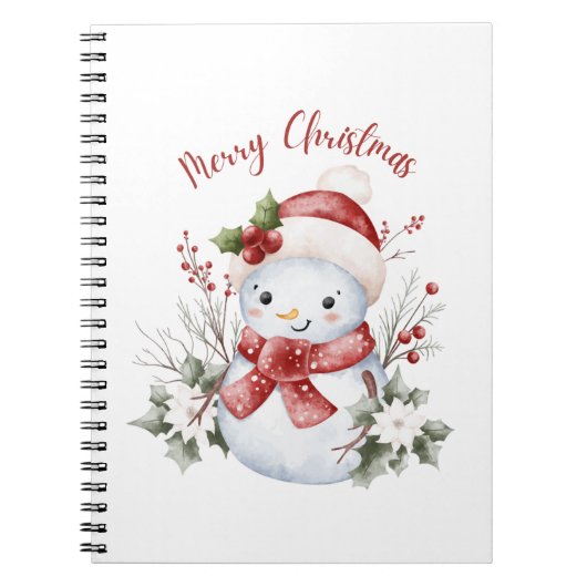 Cute Snowman Christmas Spiral Photo Notebook Notizblock (Vorderseite)