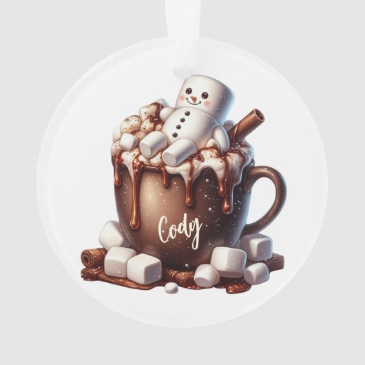 Cute Snowman Cocoa Design  Ornament (Rückseite)