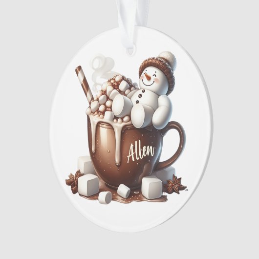Cute Snowman Cocoa Design Ornament (Vorderseite)