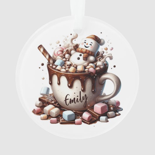 Cute Snowman Cocoa Design  Ornament (Rückseite)