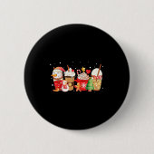 Cute Snowman Coffee Lover Latte Gingerbread Funny Button (Vorderseite)