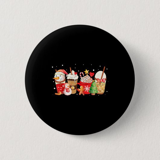Cute Snowman Coffee Lover Latte Gingerbread Funny Button (Vorderseite)