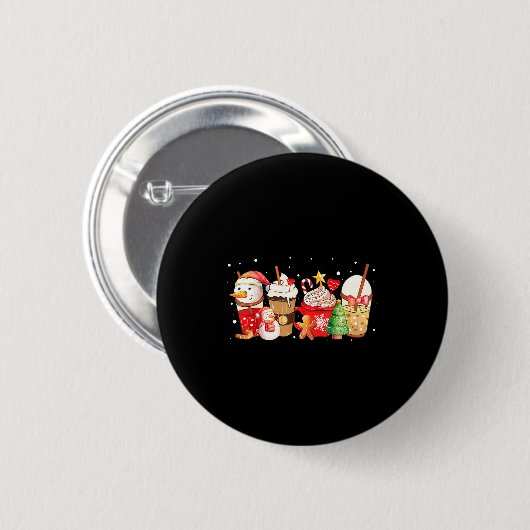 Cute Snowman Coffee Lover Latte Gingerbread Funny  Button (Vorne & Hinten)
