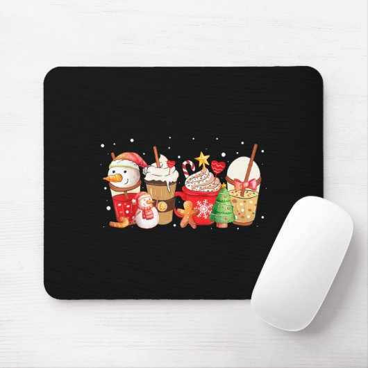 Cute Snowman Coffee Lover Latte Gingerbread Funny  Mousepad (Mit Mouse)