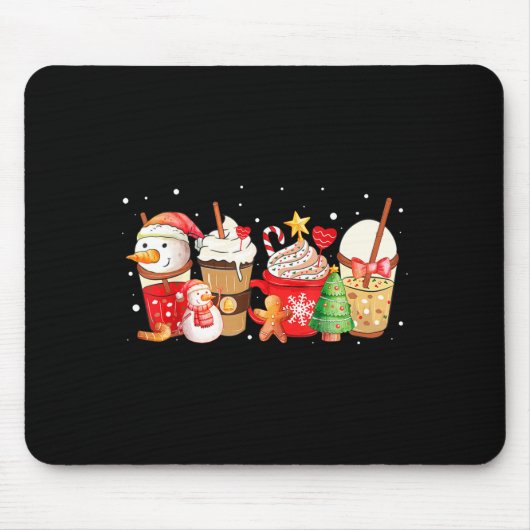 Cute Snowman Coffee Lover Latte Gingerbread Funny Mousepad (Vorne)