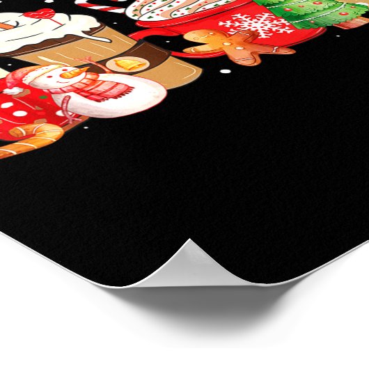 Cute Snowman Coffee Lover Latte Gingerbread Funny Poster (Ecke)