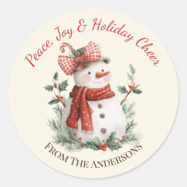 Cute Snowman Custom Holiday  Runder Aufkleber