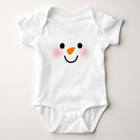 Cute Snowman Face & Snowflake Design Baby Strampler (Vorderseite)