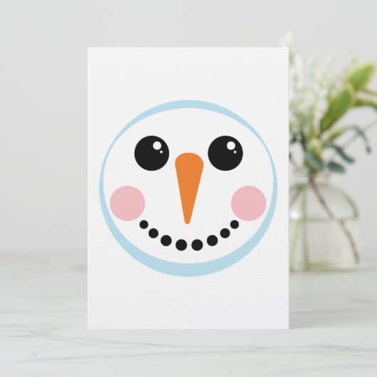 Cute Snowman Face Winter Holiday Design Einladung (Stehend Vorderseite)