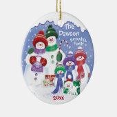 "Cute Snowman, Family of 5 Snowbies, Christmas Keramik Ornament (Rechts)