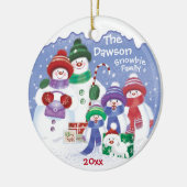 "Cute Snowman, Family of 5 Snowbies, Christmas Keramik Ornament (Links)