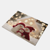 Cute Snowman Family Winter Christmas Fußmatte (Schrägansicht)