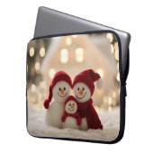 Cute Snowman Family Winter Christmas Laptopschutzhülle (Vorderseite Links)