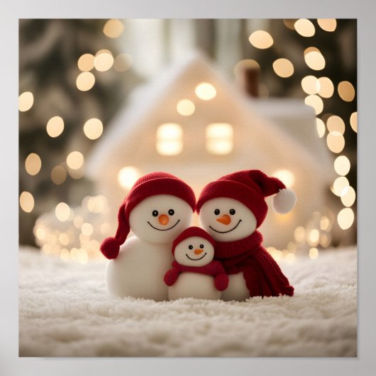Cute Snowman Family Winter Christmas Poster (Vorne)