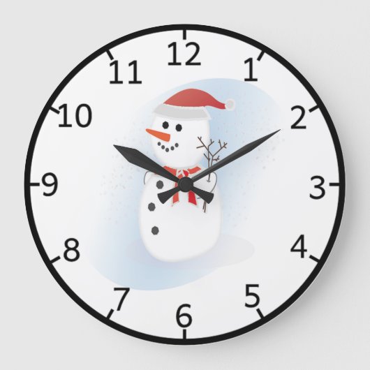 Cute Snowman Große Wanduhr (Vorderseite)